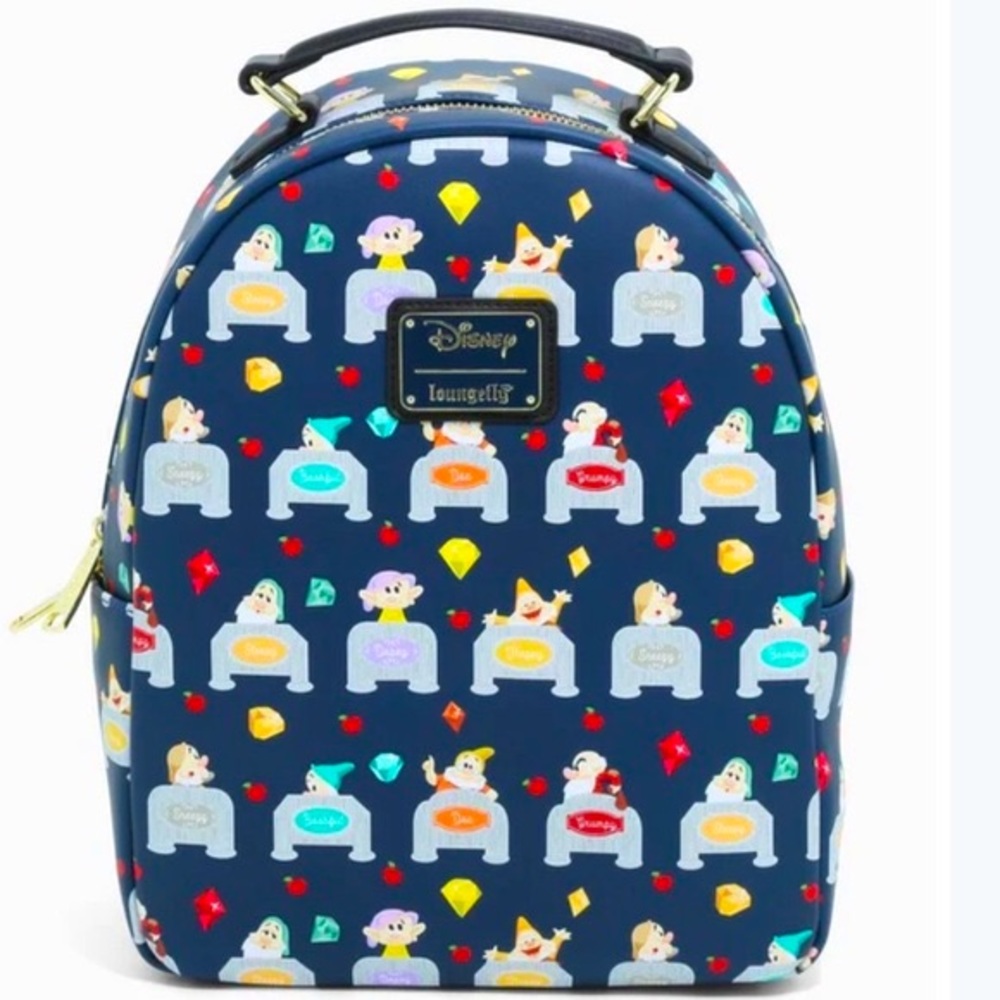 Loungefly x Disney Snow White & 7 Dwarfs Beds Backpack Shoulder Bag Purse NWT - Picture 13 of 14